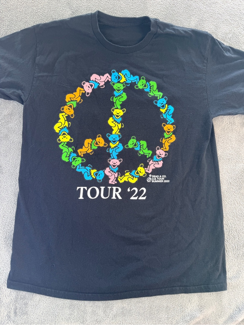 Dead & Company Summer Tour 2022 T Shirt Grateful Dead Bears Peace Sign Black M